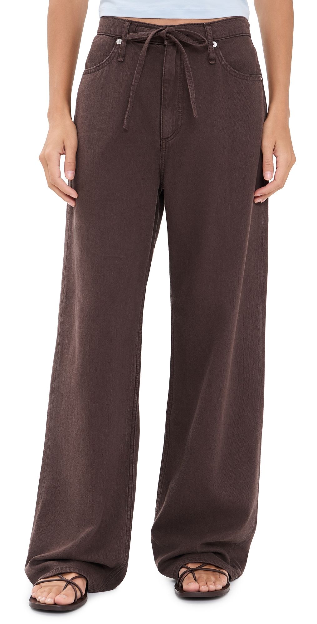 rag & bone Phoebe Drawstring Jeans Dkbrownstn XS