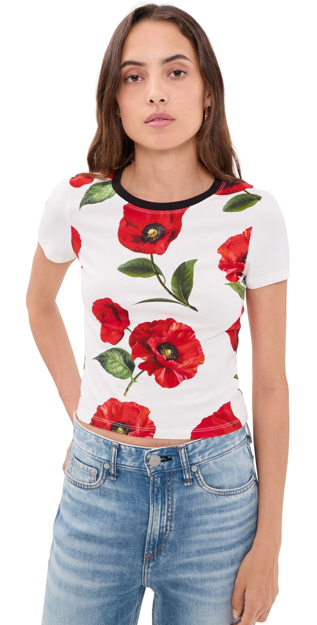 ALICE + OLIVIA Onie Baby Ringer Tee Summer Poppy S