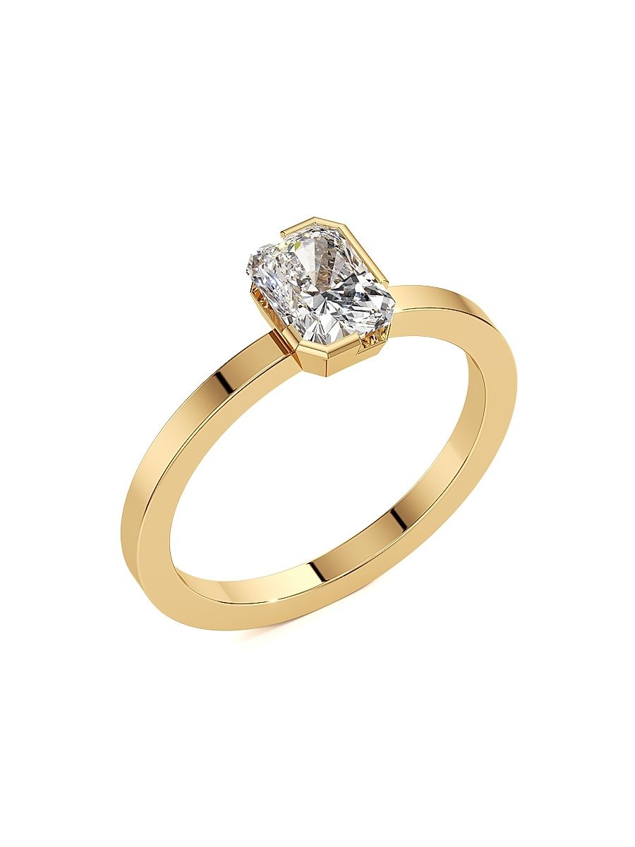 Women's Meta 18K Yellow Gold & 1.01 TCW Lab-Grown Diamond Radiant-Cut Solitaire Ring - Yellow Gold - Size 5