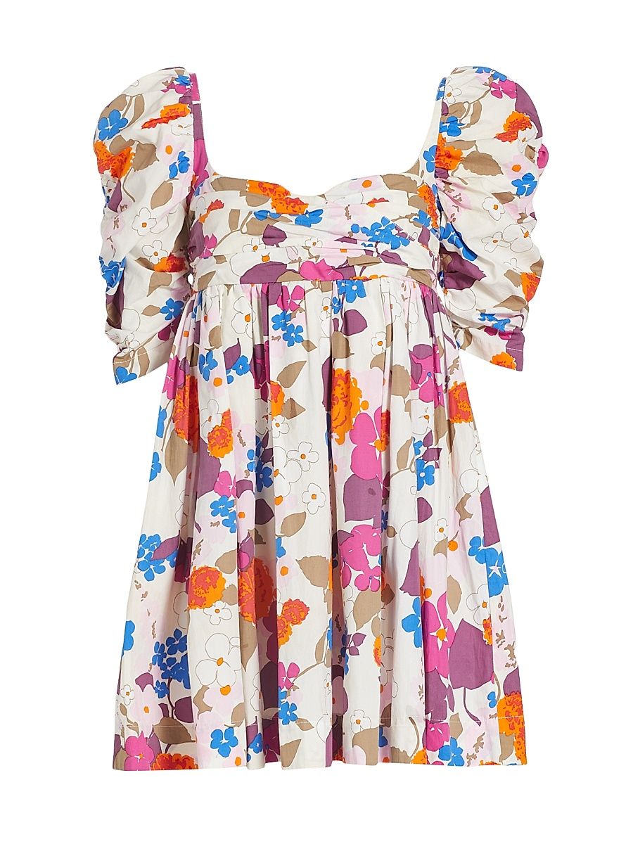 Women's Floral Puff-Sleeve Minidress - Patio - Size Large