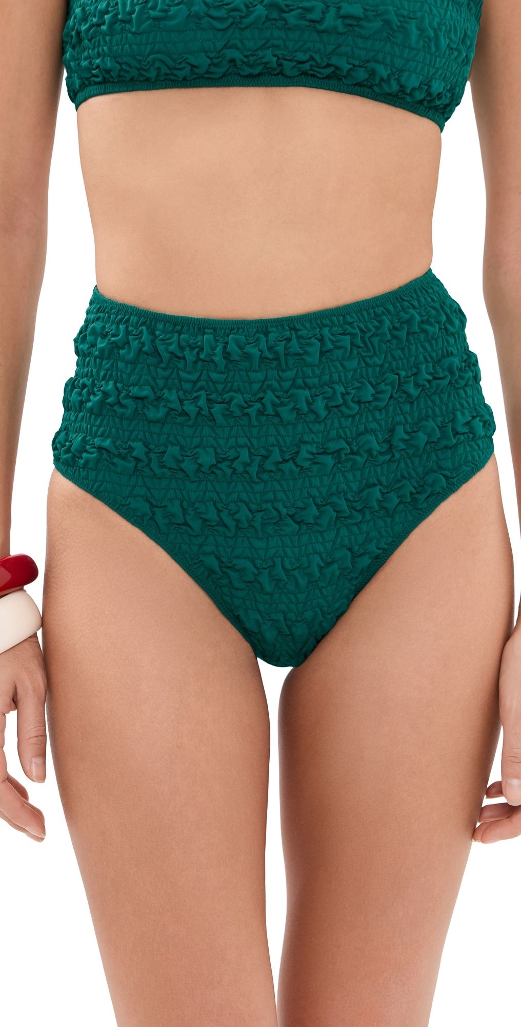 Sea Cybelle Smocked High Waisted Bikini Bottoms Pink XL