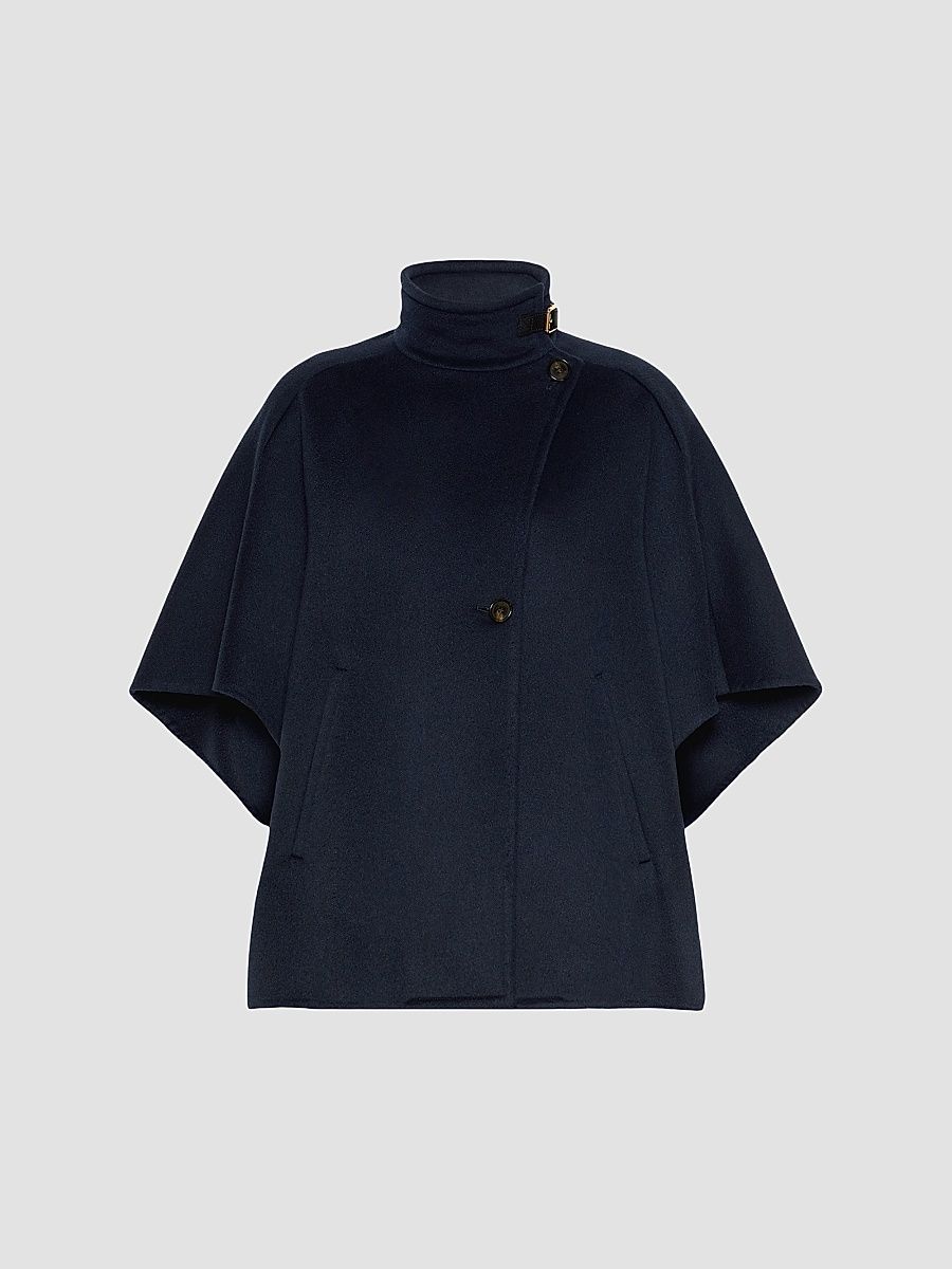 Women's Oversized Cape in Cashmere Drape - Midnight Blue