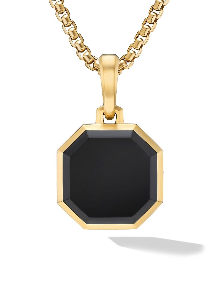 Men's Faceted Stone Amulet in 18K Yellow Gold - Black Onyx