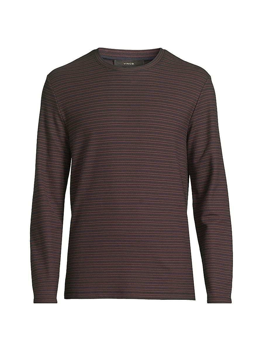 Men's Striped Cotton Piqué Crewneck Top - Coastal Port - Size XL