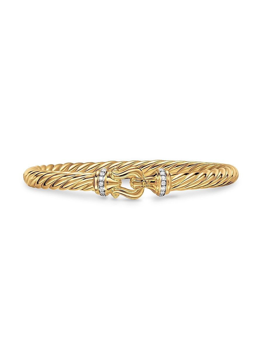 Women's Cablespira Buckle Bracelet in 18K Yellow Gold - Diamond - Size Medium