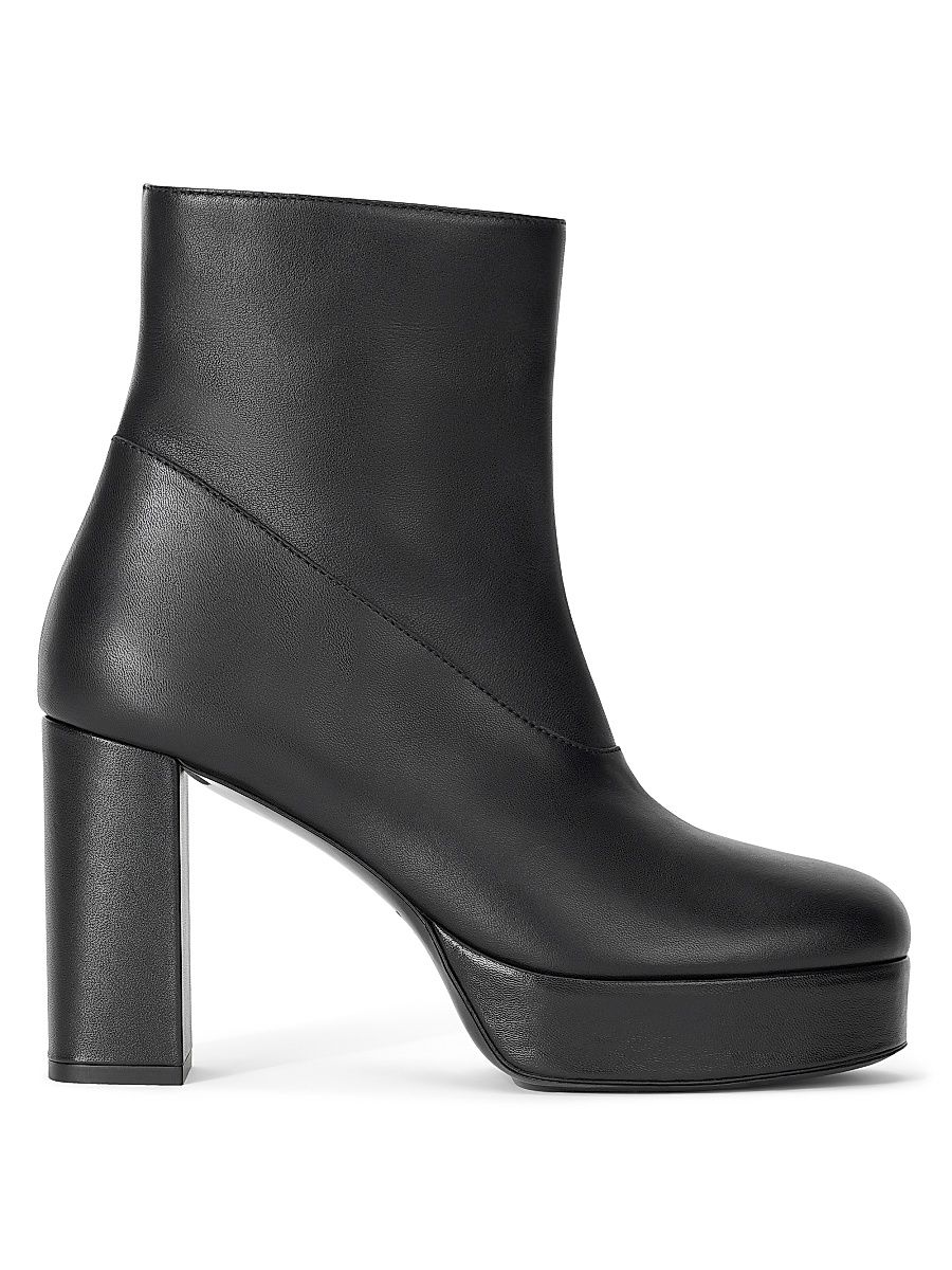 Women's Jodie 100MM Leather Platform Ankle Boots - Black - Size 11