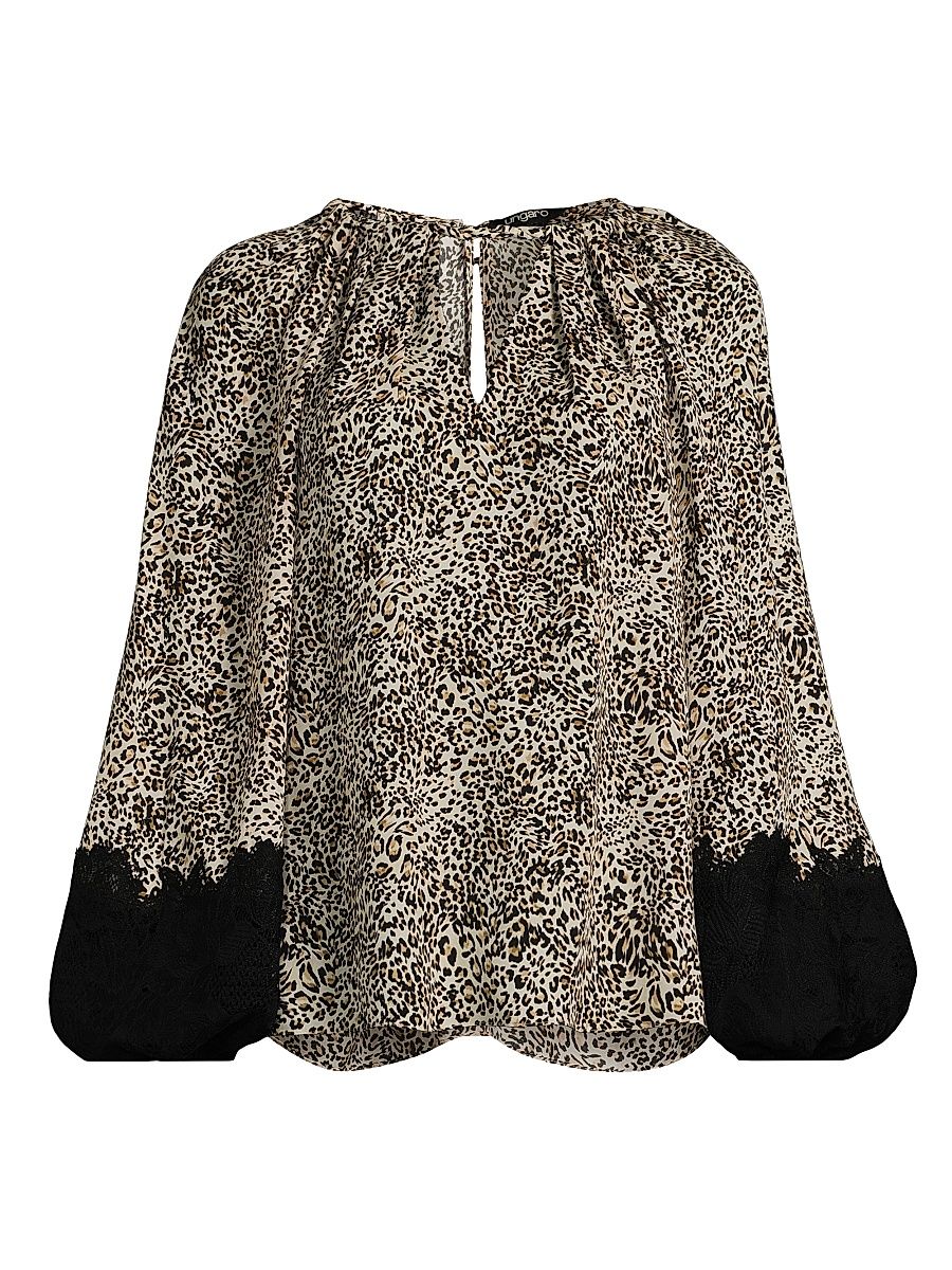 Women's Abi Leopard-Print Silk Georgette Blouse - Natural Multi - Size Medium