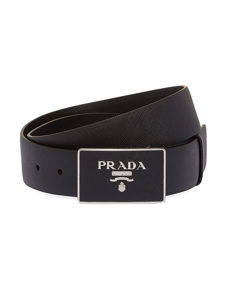 Men's Saffiano Leather Belt - Black - Size 40