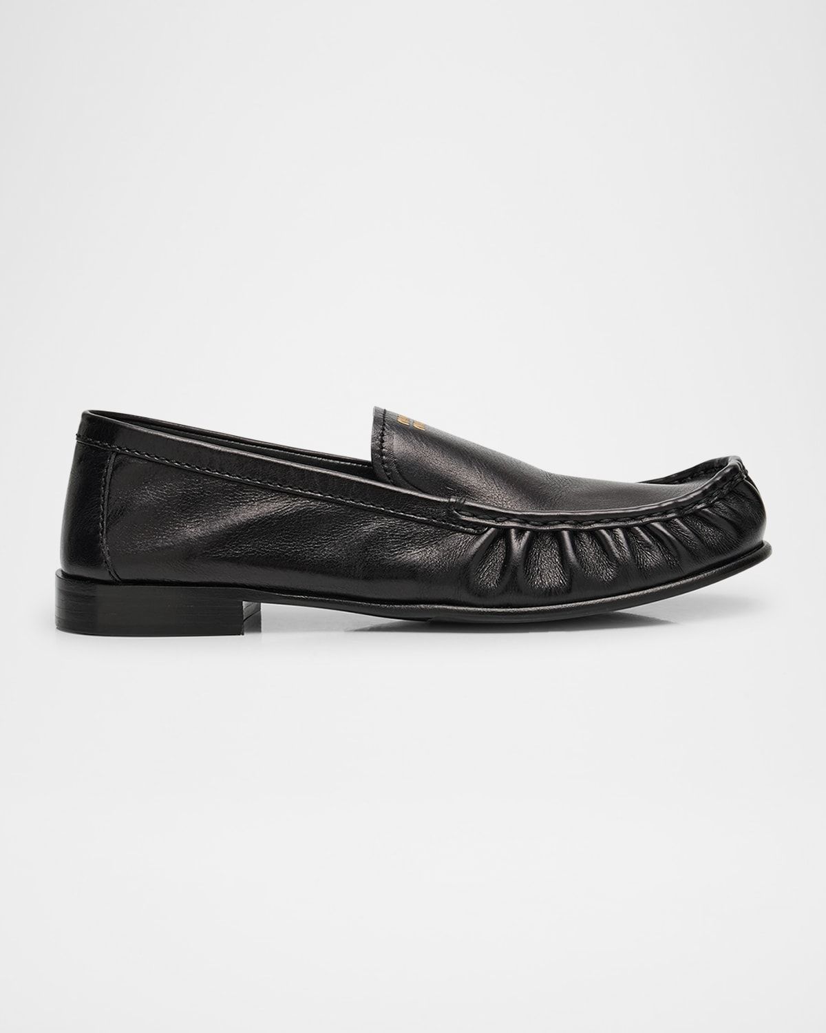 Ruched Leather Mocassin Loafers