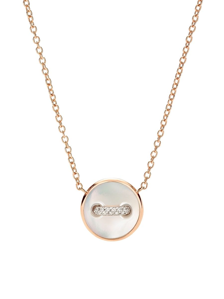 Women's Pom Pom Dot 18K Rose Gold, Mother-Of-Pearl & 0.05 TCW Diamond Button Pendant Necklace - Rose Gold