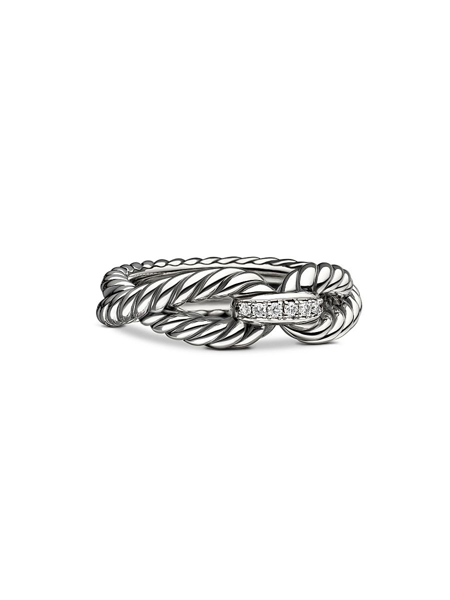 Women's Cable Loop Ring with Diamonds - Diamond - Size 4.5