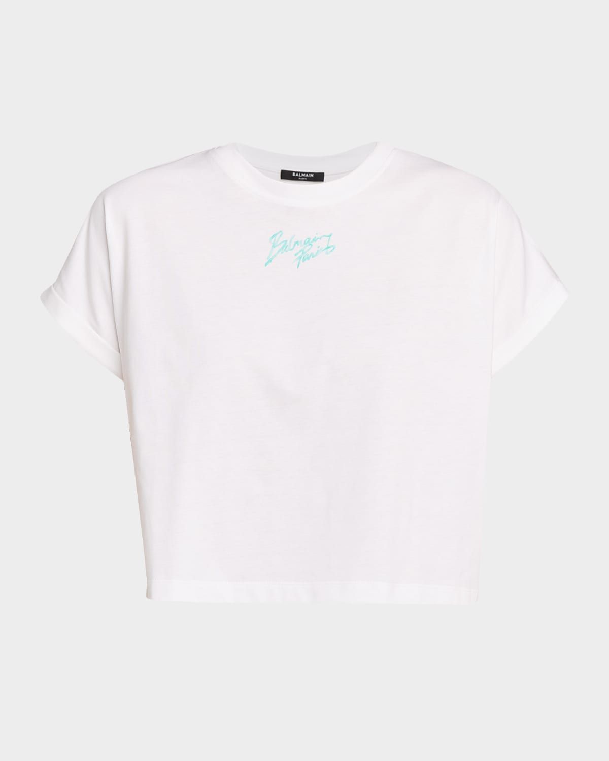 Paris Logo Short-Sleeve Crop T-Shirt