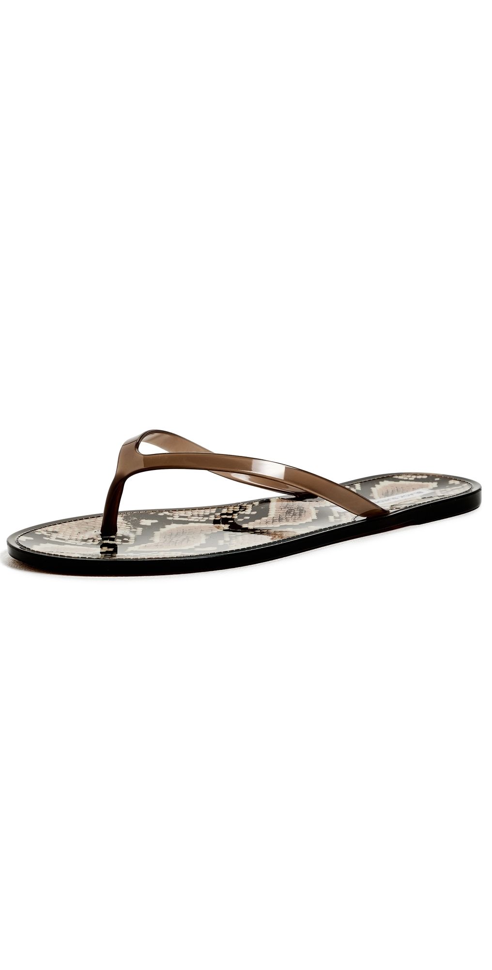 Black Suede Studio Crystal Jelly Flip Flops Snake/Brown 41/42