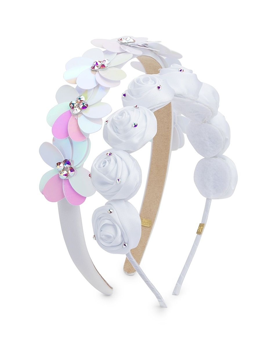 Rose And Flower Halo Headband Set - White
