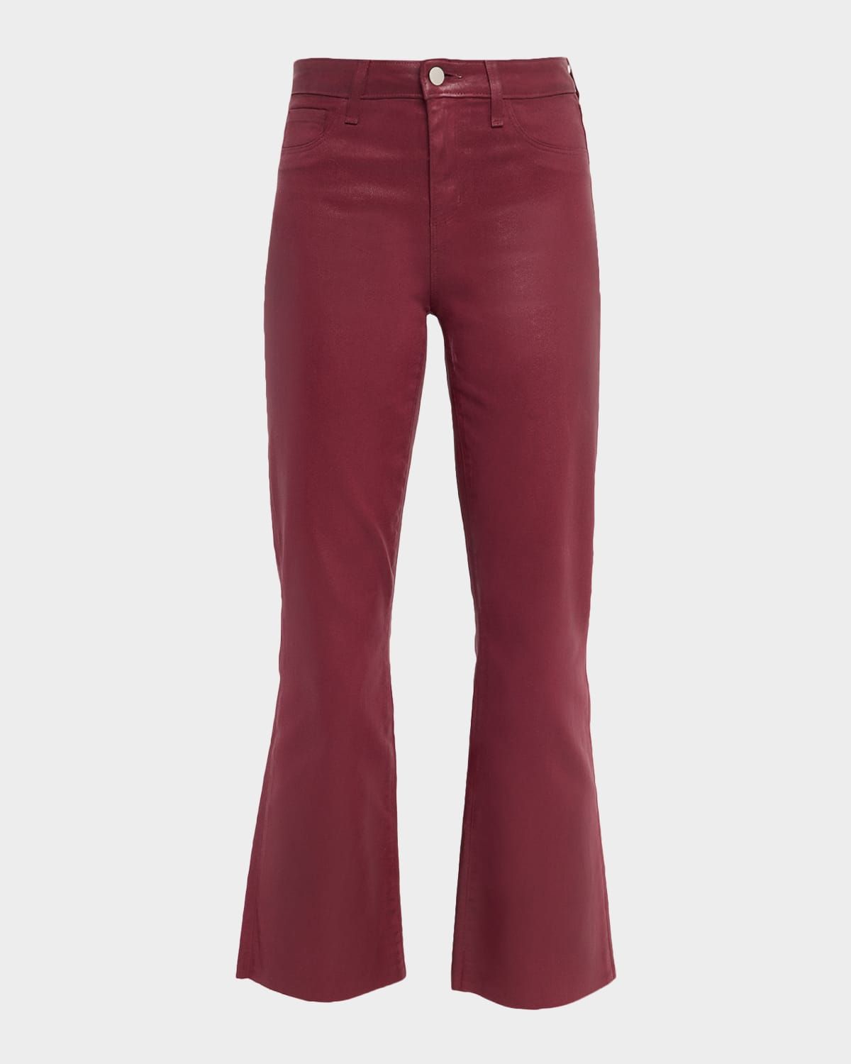 Kendra High-Rise Coated Crop Flare Jeans