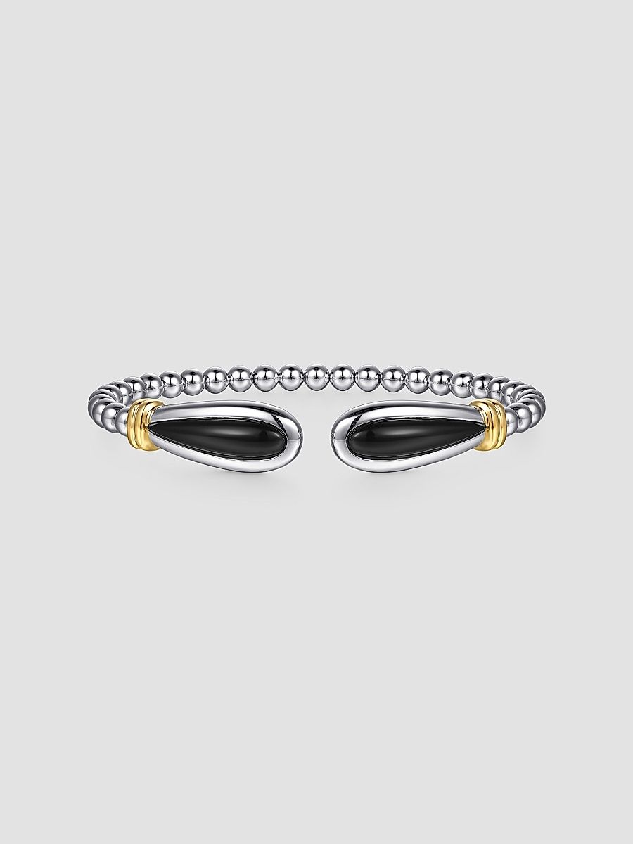 Gabriel & Co Women's Bujukan 14K Yellow Gold, Sterling Silver & Black Onyx Cuff Bracelet - Sterling Silver