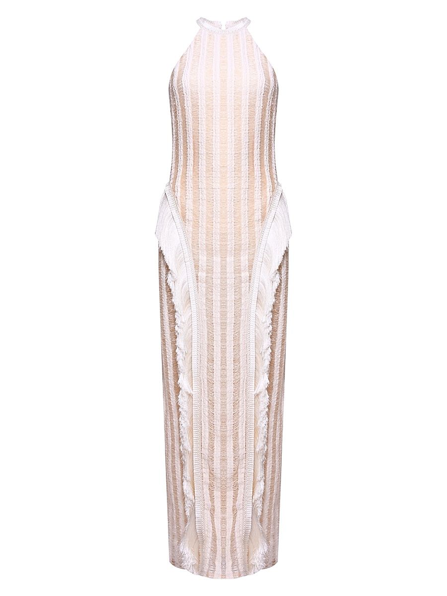 Women's Celeste Knit Halter Gown - Off White - Size Small