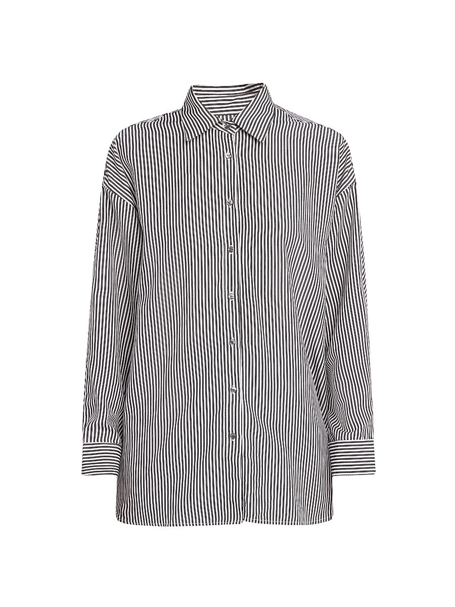 Women's Brona Striped Oversized Shirt - Blue White - Size Large