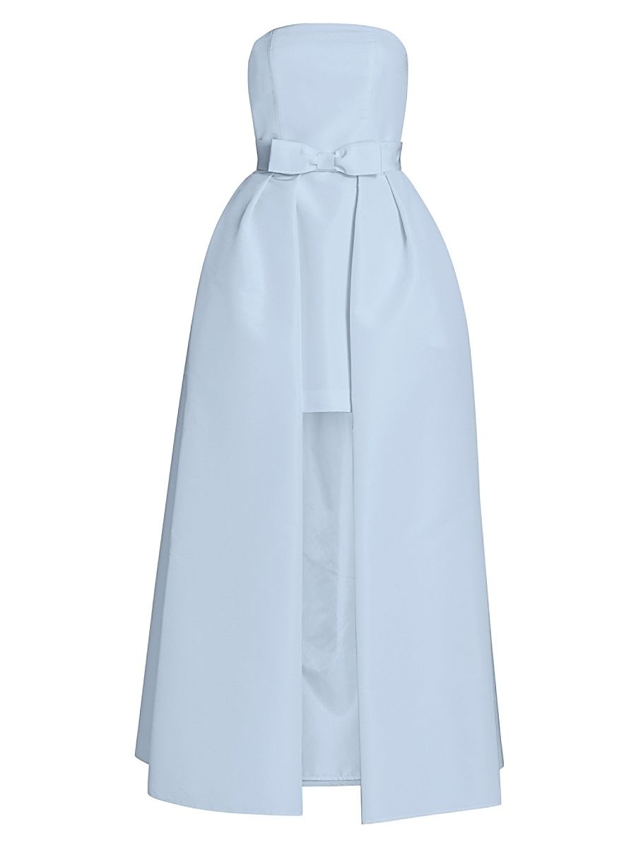 Women's Silk Faille Strapless Minidress with Convertible Skirt - Light Blue - Size 2