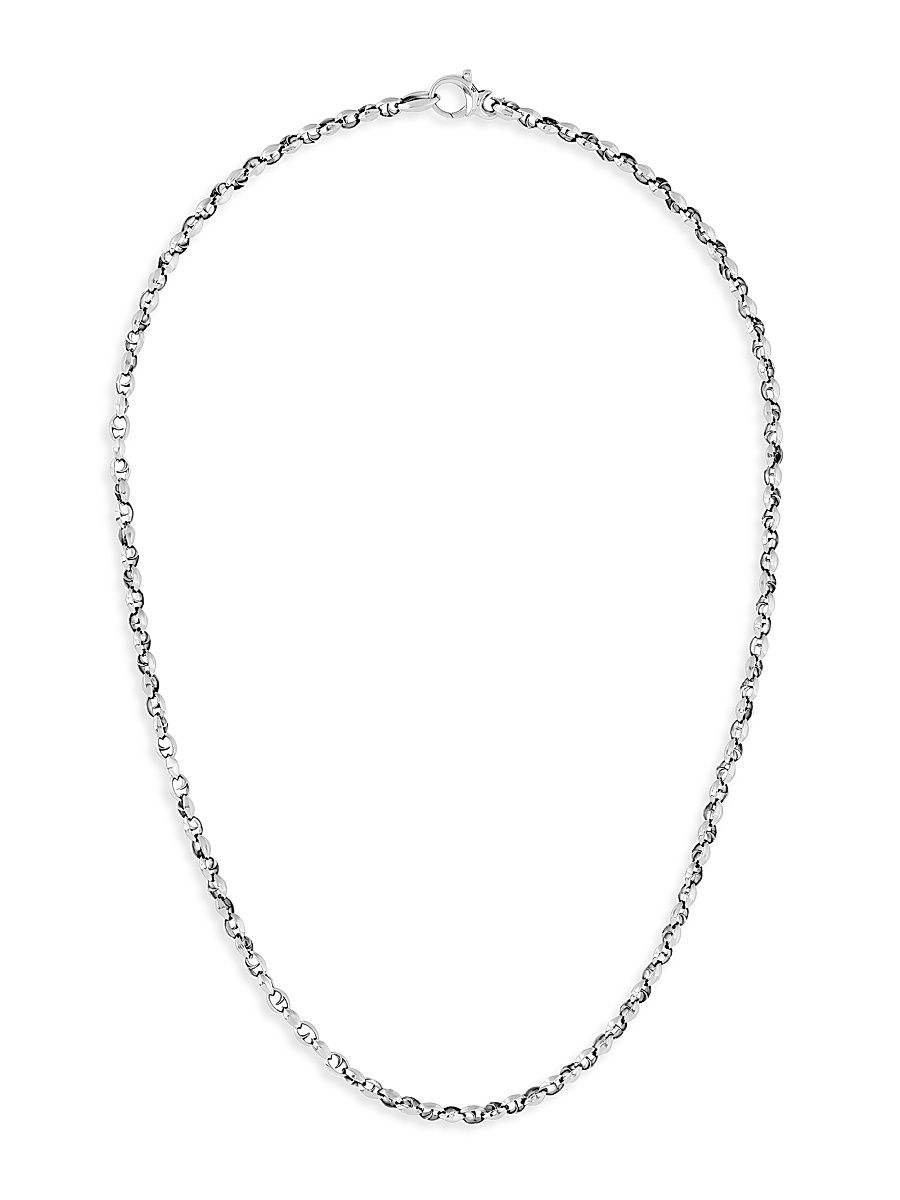 Men's Classic Medium Link Sterling Silver Necklace - Silver - Size 24