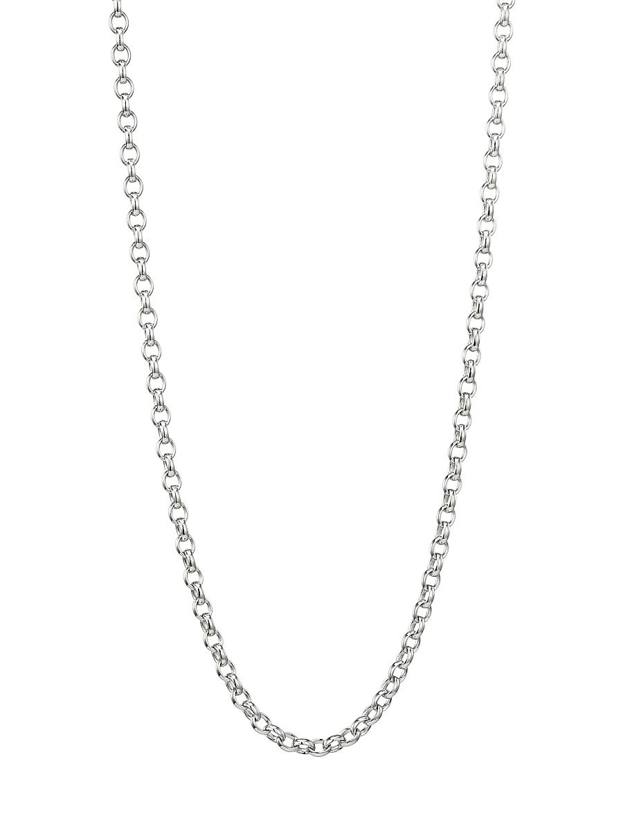 Women's 18K White Gold Belcher-Link Long Chain Necklace/35" - White Gold
