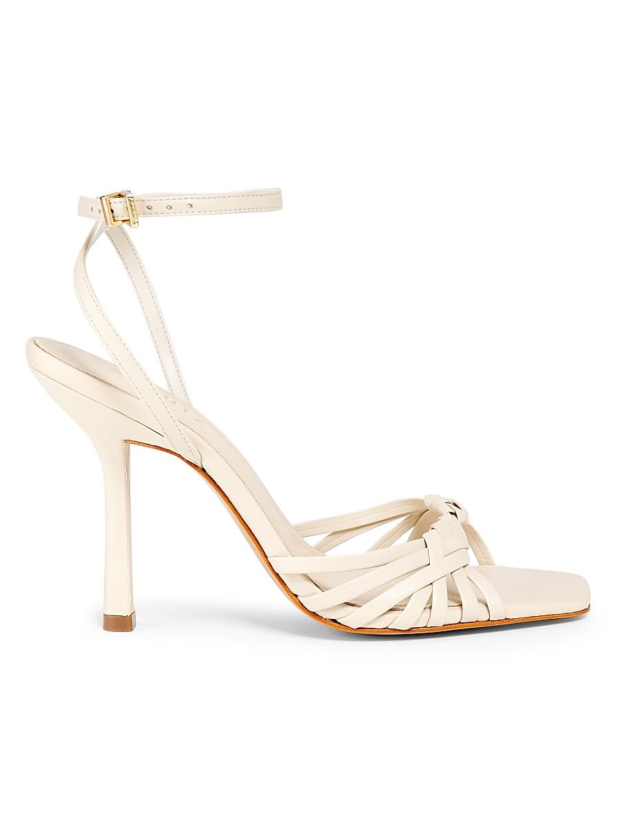 Women's Tara 110MM Crisscross Leather Stiletto Sandals - Sugar White - Size 11