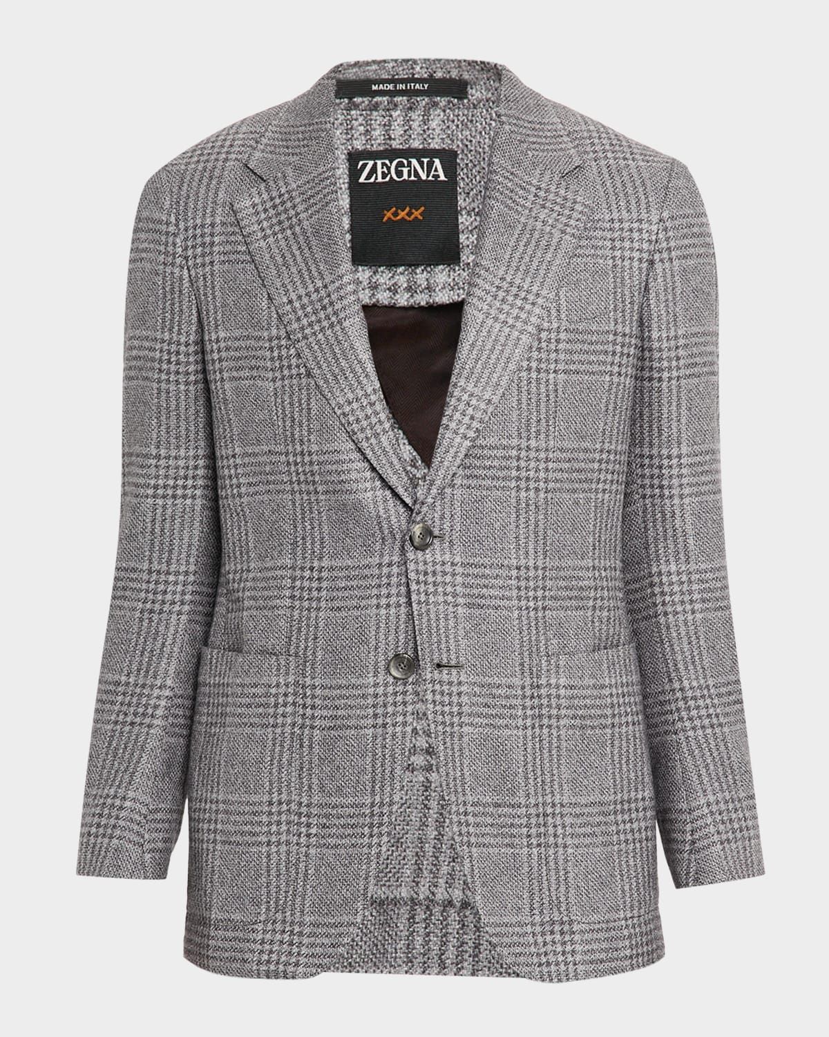 Men & apos;s Cashmere and Silk Plaid Two-Button Sport Coat
