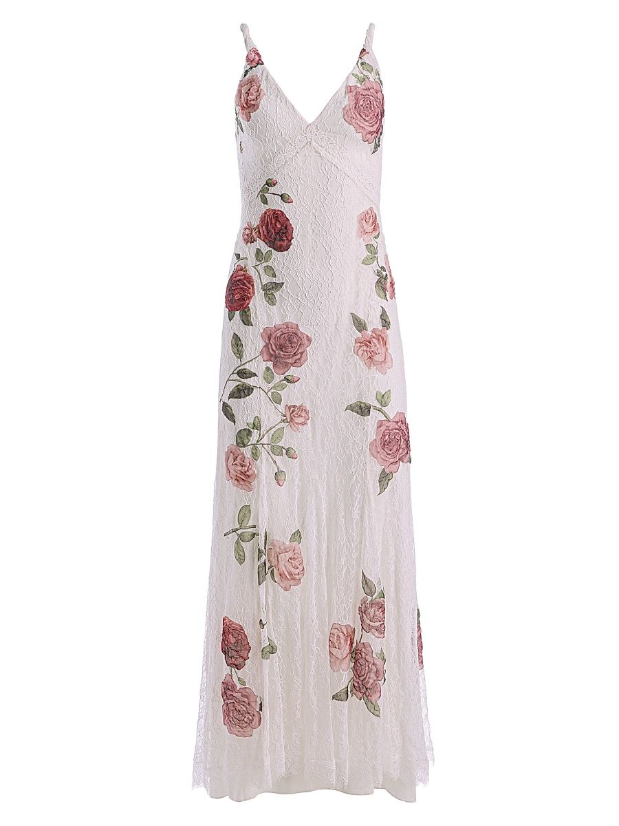 Women's Nisa Floral Lace A-Line Maxi Gown - Garden Gossip Off White - Size 12