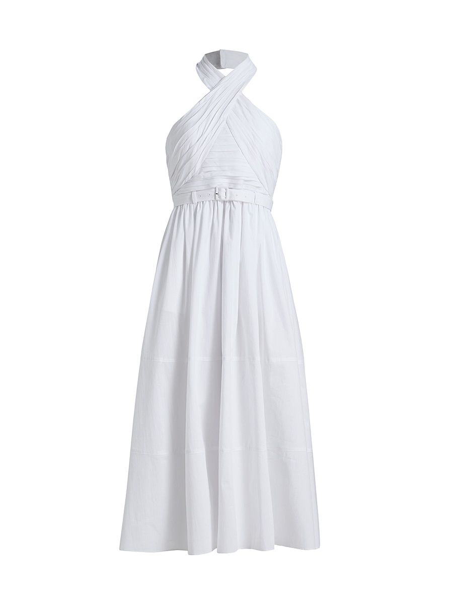 Women's Marcie Cross-Front Halter Midi-Dress - White - Size 16