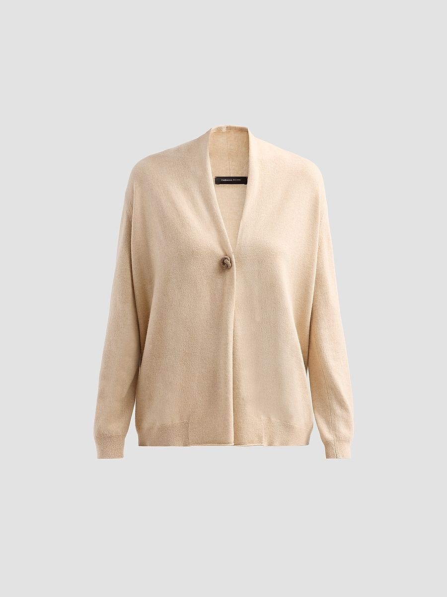 Fabiana Filippi Women's Platinum Virgin Wool-Blend Cardigan - Vimini - Size 14