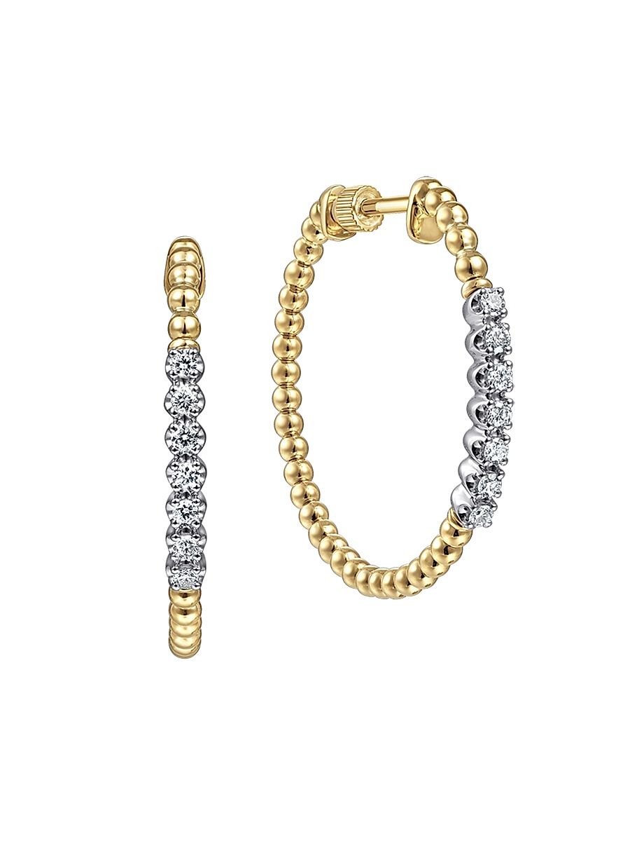 Women's Bujukan 14K Gold & 0.30 TCW Diamond Hoop Earrings - Yellow Gold