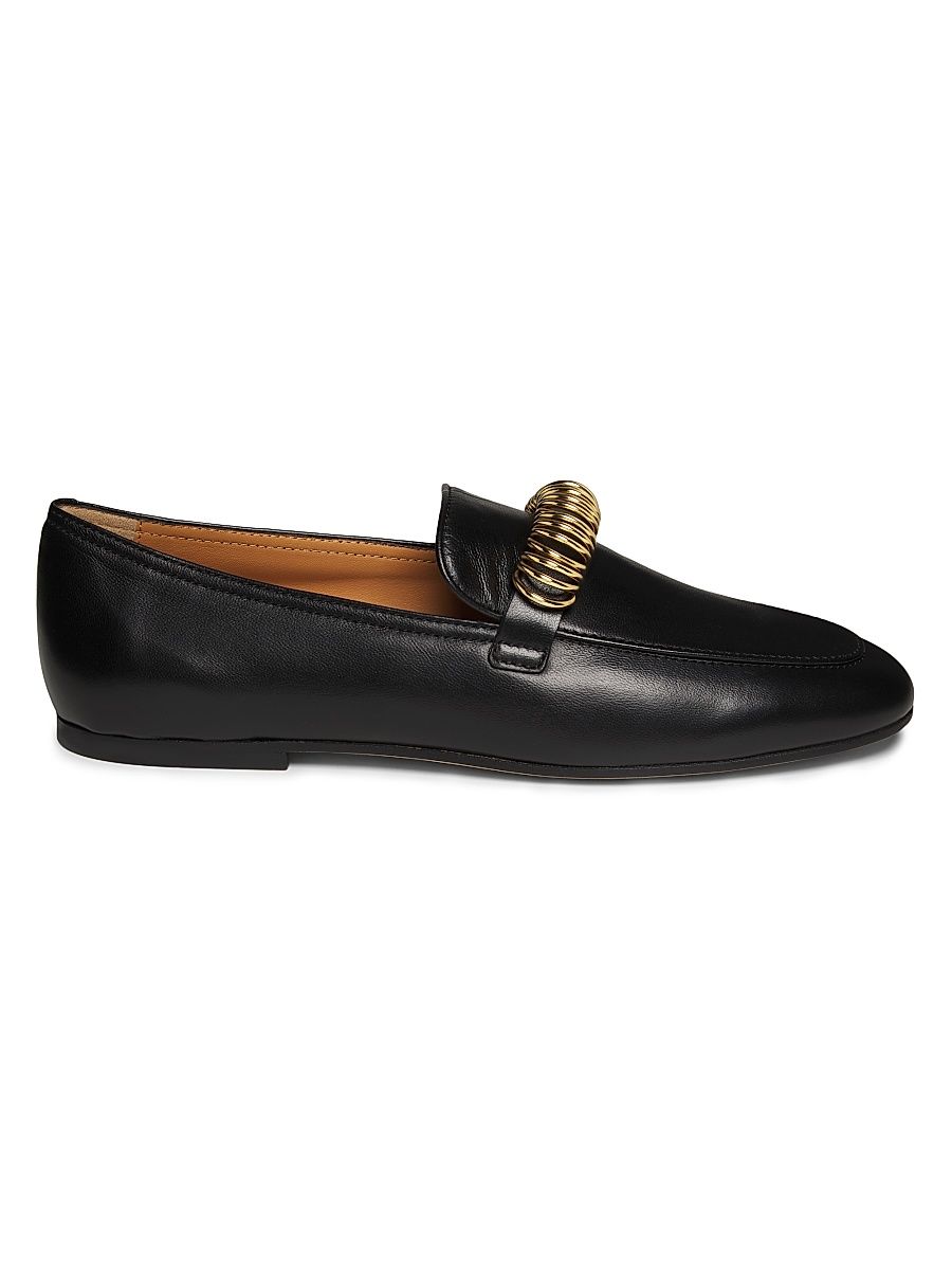 Women's Ring Leather Loafers - Nero - Size 8.5