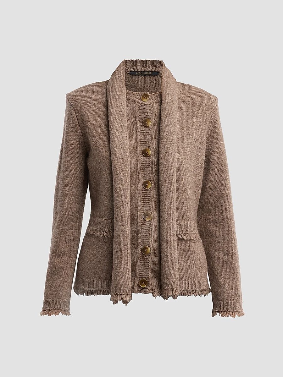 Kobi Halperin Women's Gracie Wool-Blend Scarf Cardigan - Taupe - Size XL