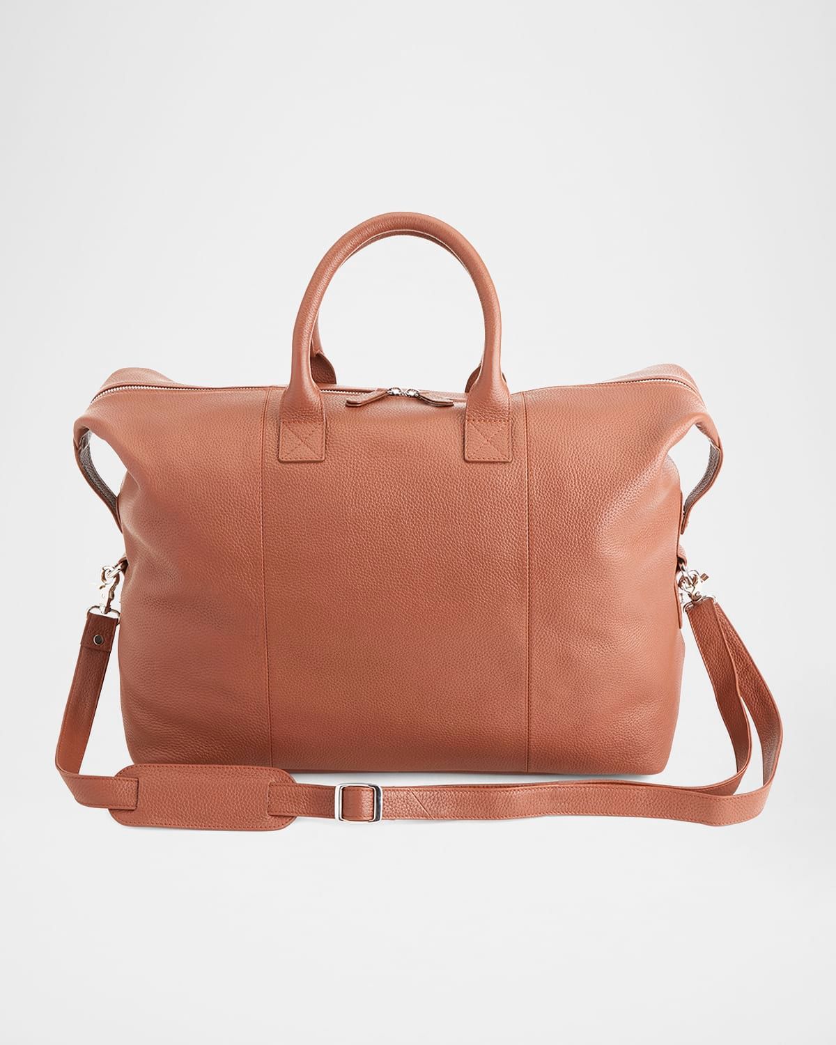 Monogrammed Leather Duffel Bag with Suitcase Handle Strap