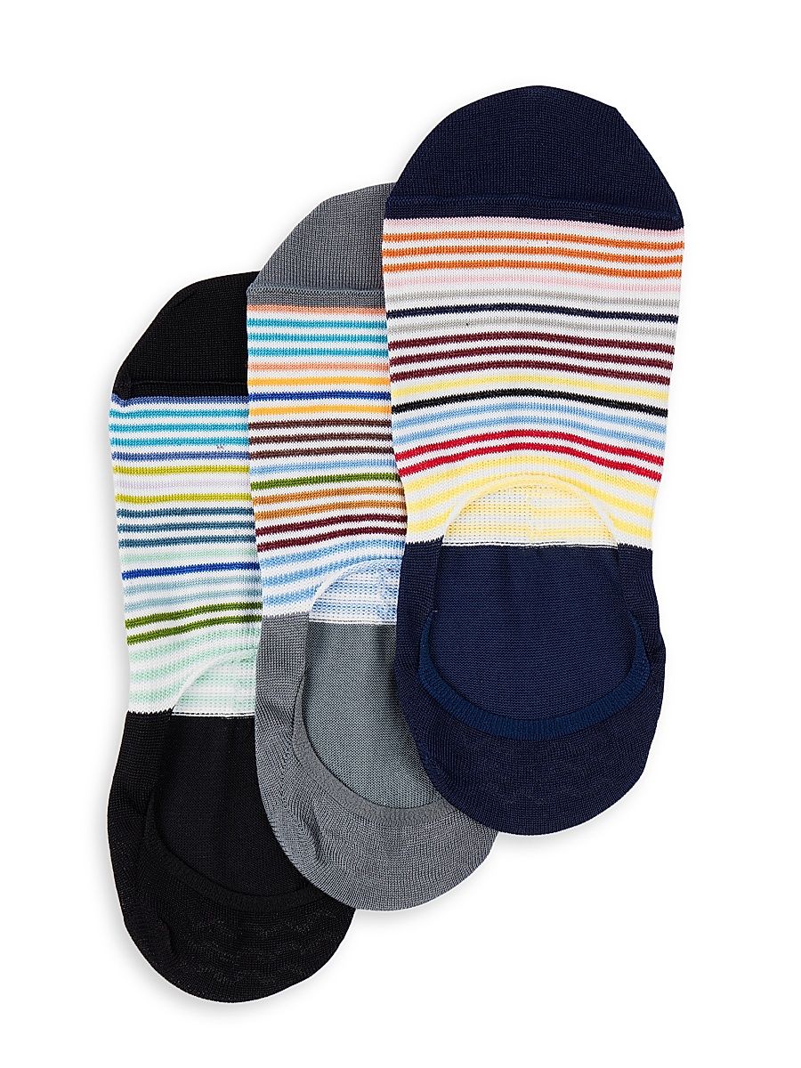 Men's 3-Pack Striped No-Show Socks - Mixed