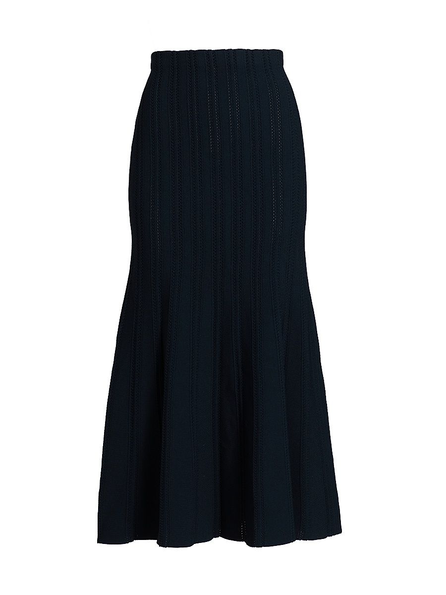 Women's Lyra Rib-Knit Jacquard Maxi Skirt - Navy - Size Large