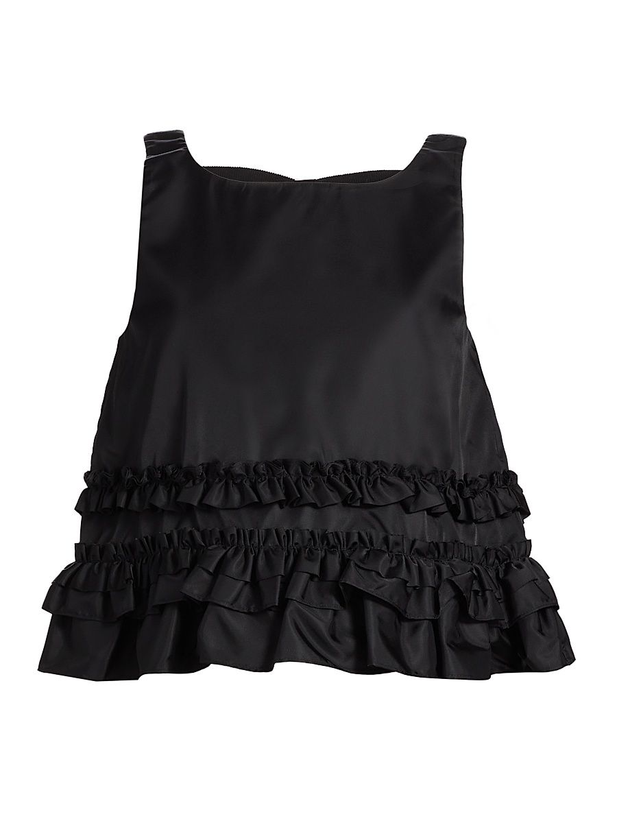 Women's Frilled Duchesse Satin Top - Black - Size 14
