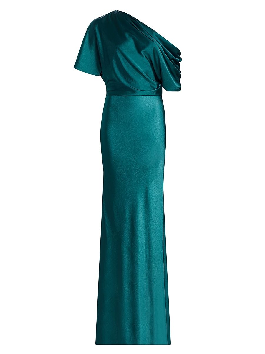 Women's Satin Dolman Mermaid Gown - Ocean - Size 18