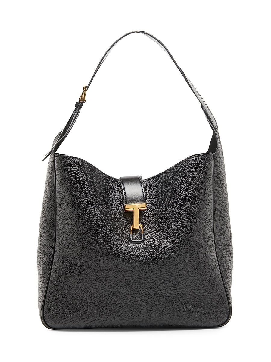 Women's Medium Monarch Leather Hobo Bag - Black