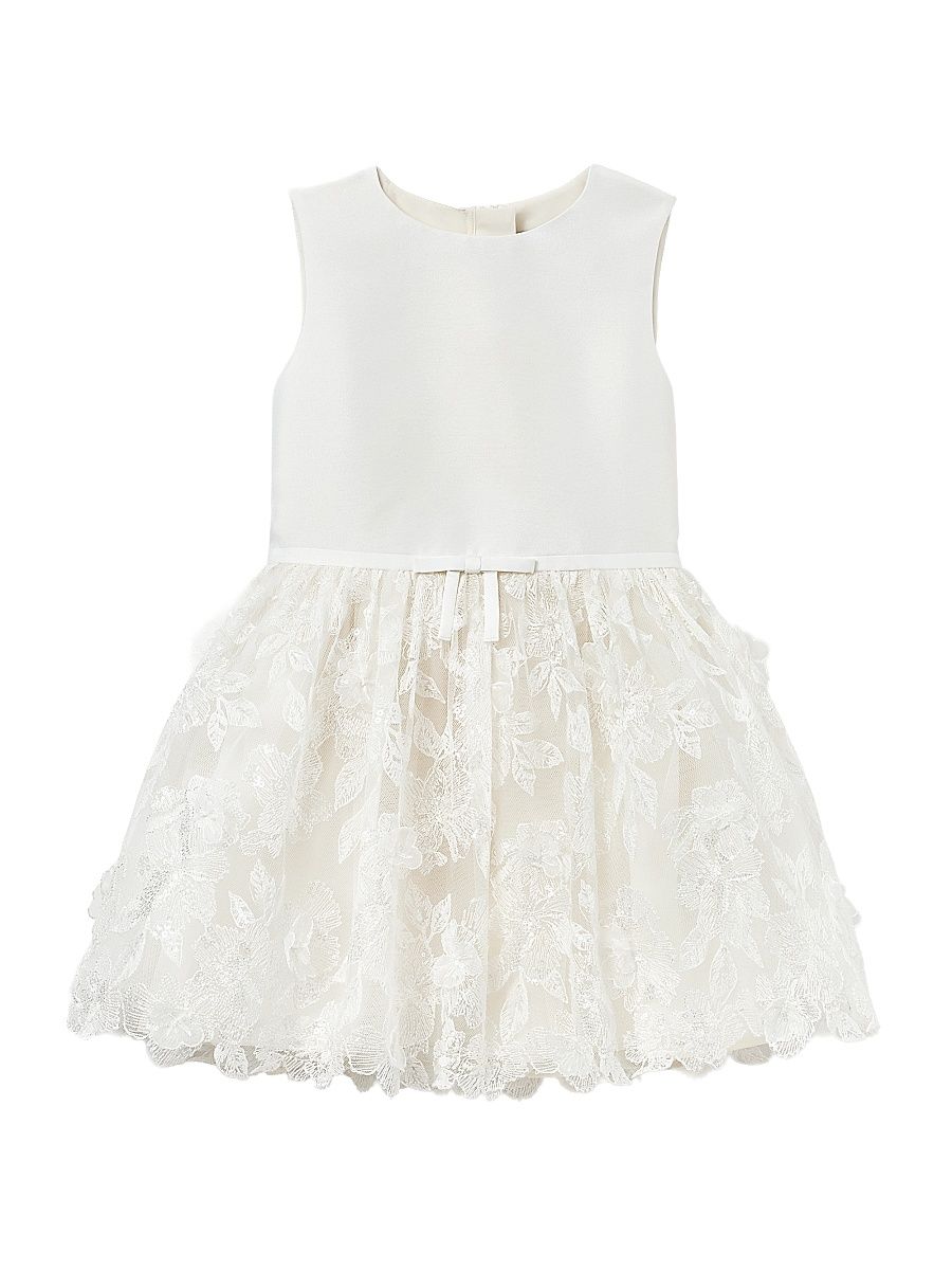 Little Girl's & Girl's Satin Tulle Flower Dress - Cream - Size 8