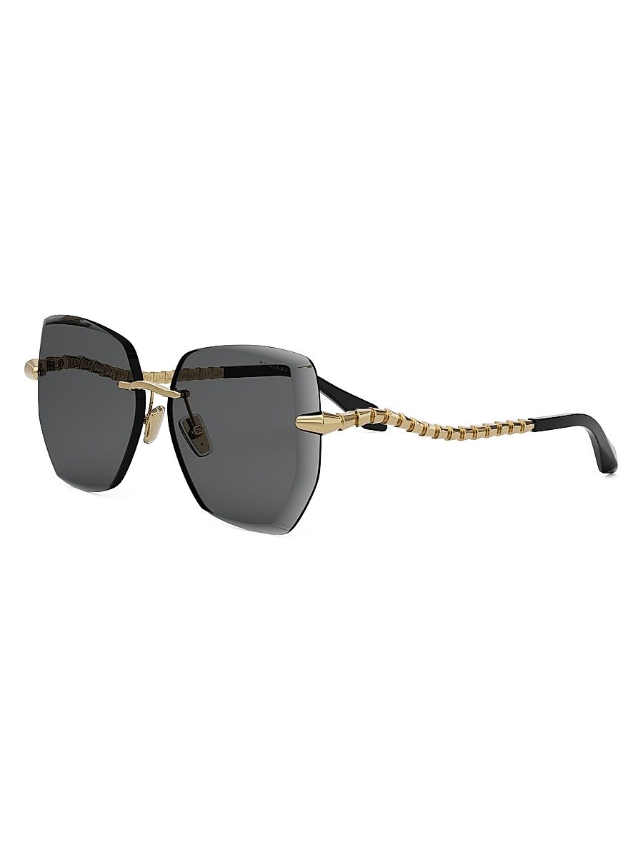 Women's Serpenti Viper 59MM Geometric Sunglasses - Black Gold Black