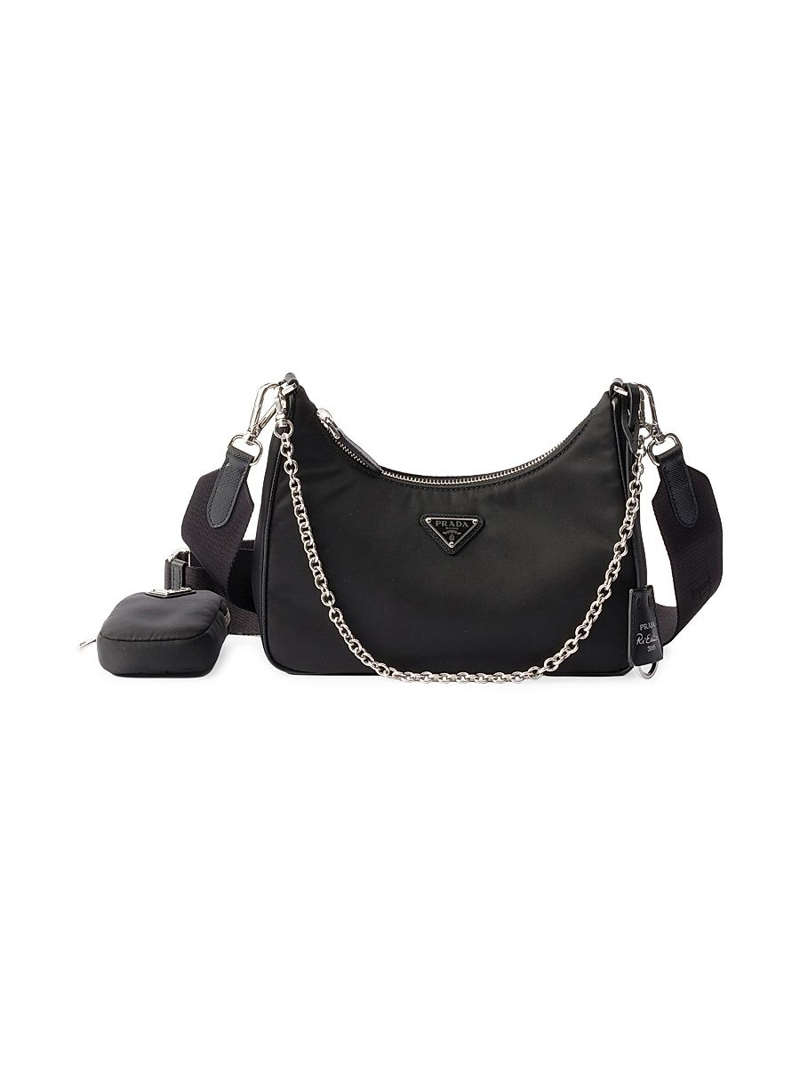 Women's Re-Edition 2005 Nylon Shoulder Bag - Black Silver