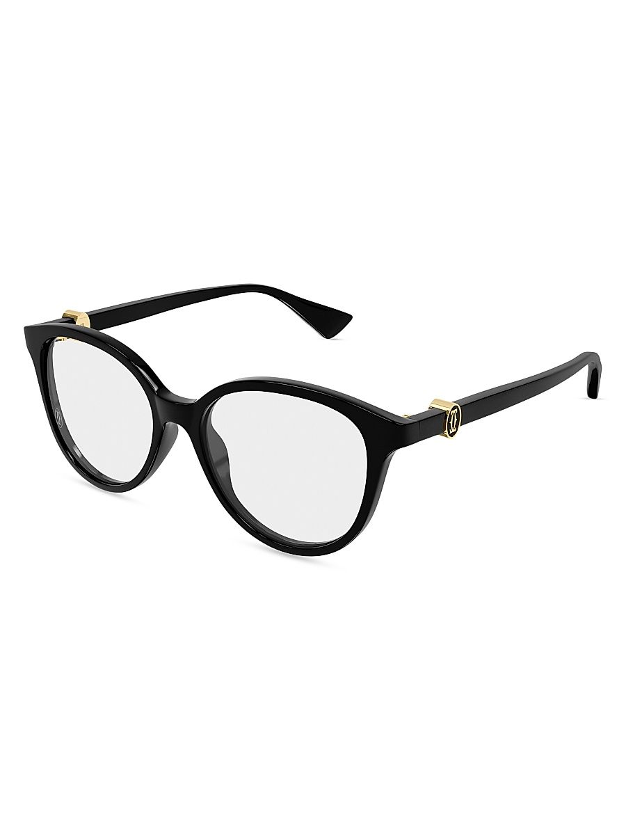 Women's Double C 53MM Round Optical Glasses - Black Clear