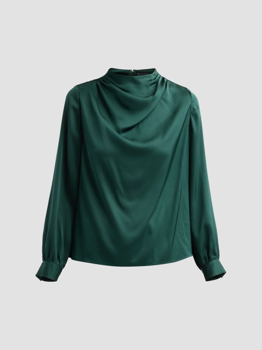 Elie Tahari Women's September Ember Silk-Blend Blouse - Enchanted Evergreen - Size XL