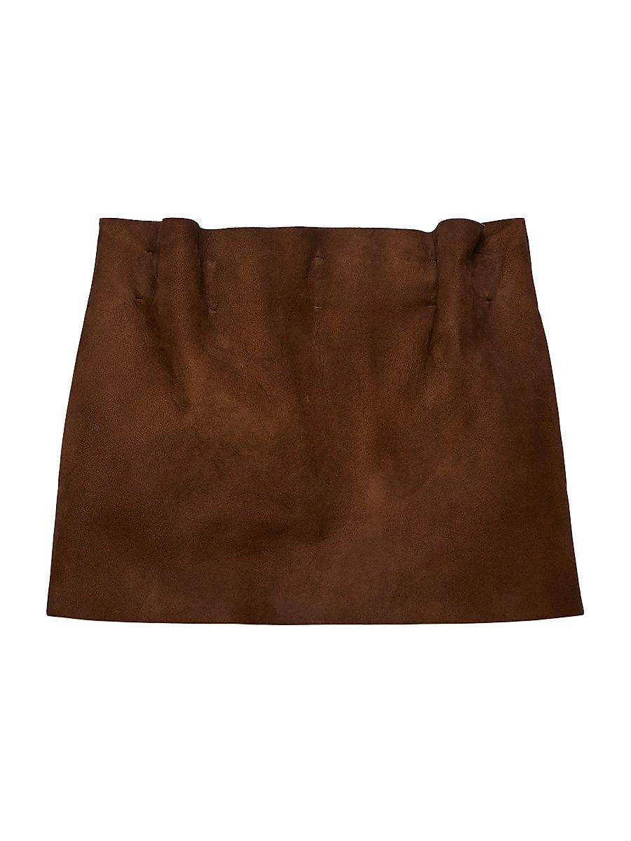 Women's Suede Miniskirt - Brown - Size 8