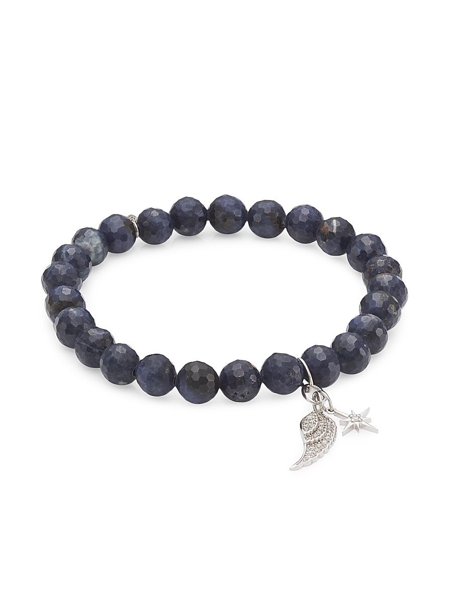 Women's 14K White Gold, Sapphire & Diamond Mixed-Charm Bracelet - Black