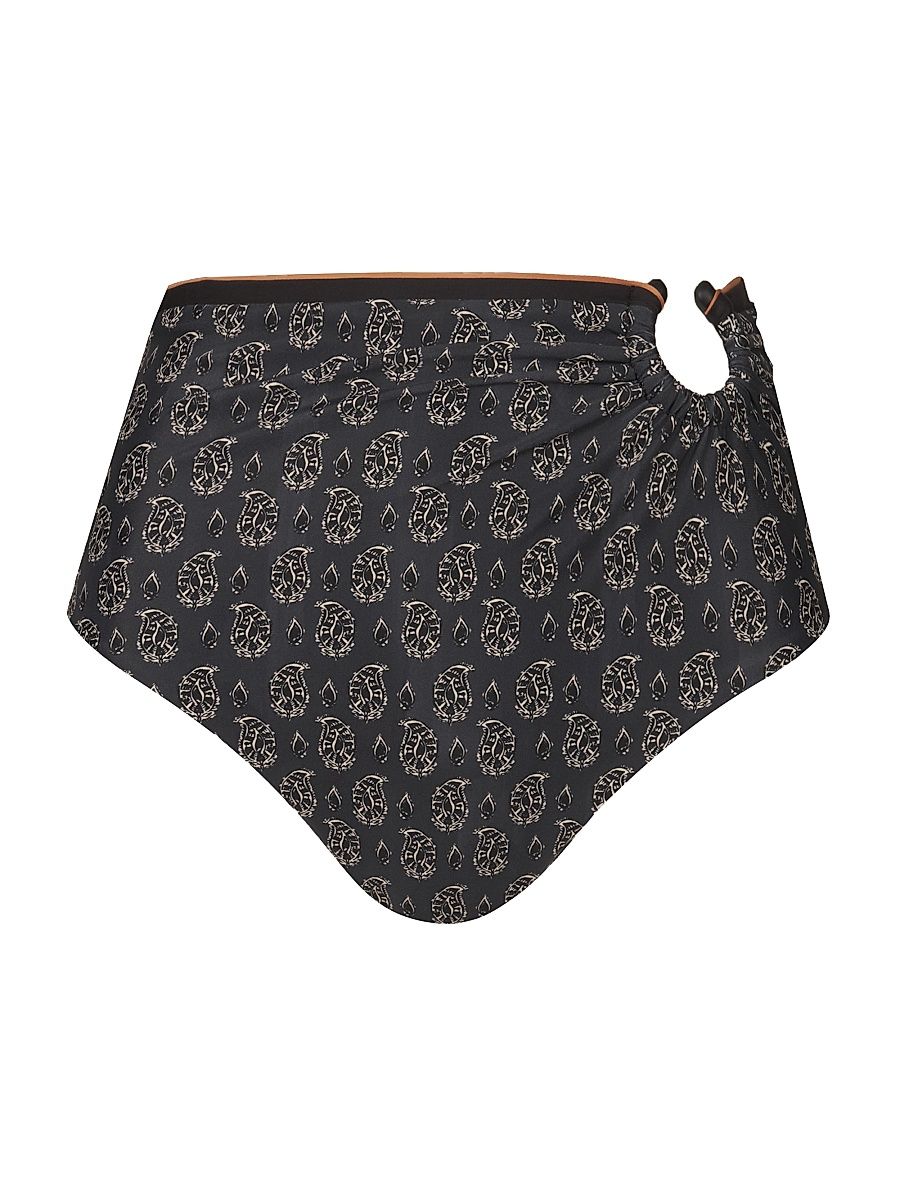 Women's Playa Grande Taita Printed Bikini Bottom - Black Ecru - Size Small