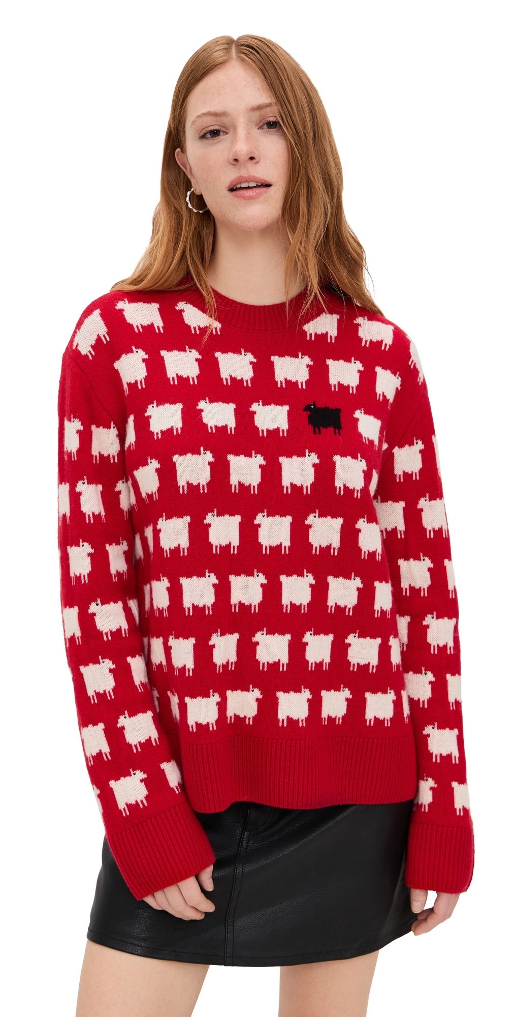 Rowing Blazers Warm & Wonderful Oversized Wool Sweater Diana Red XS