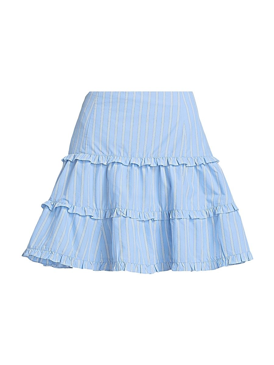 Women's Thea Lili Striped Tiered Miniskirt - Blue Multi - Size 14