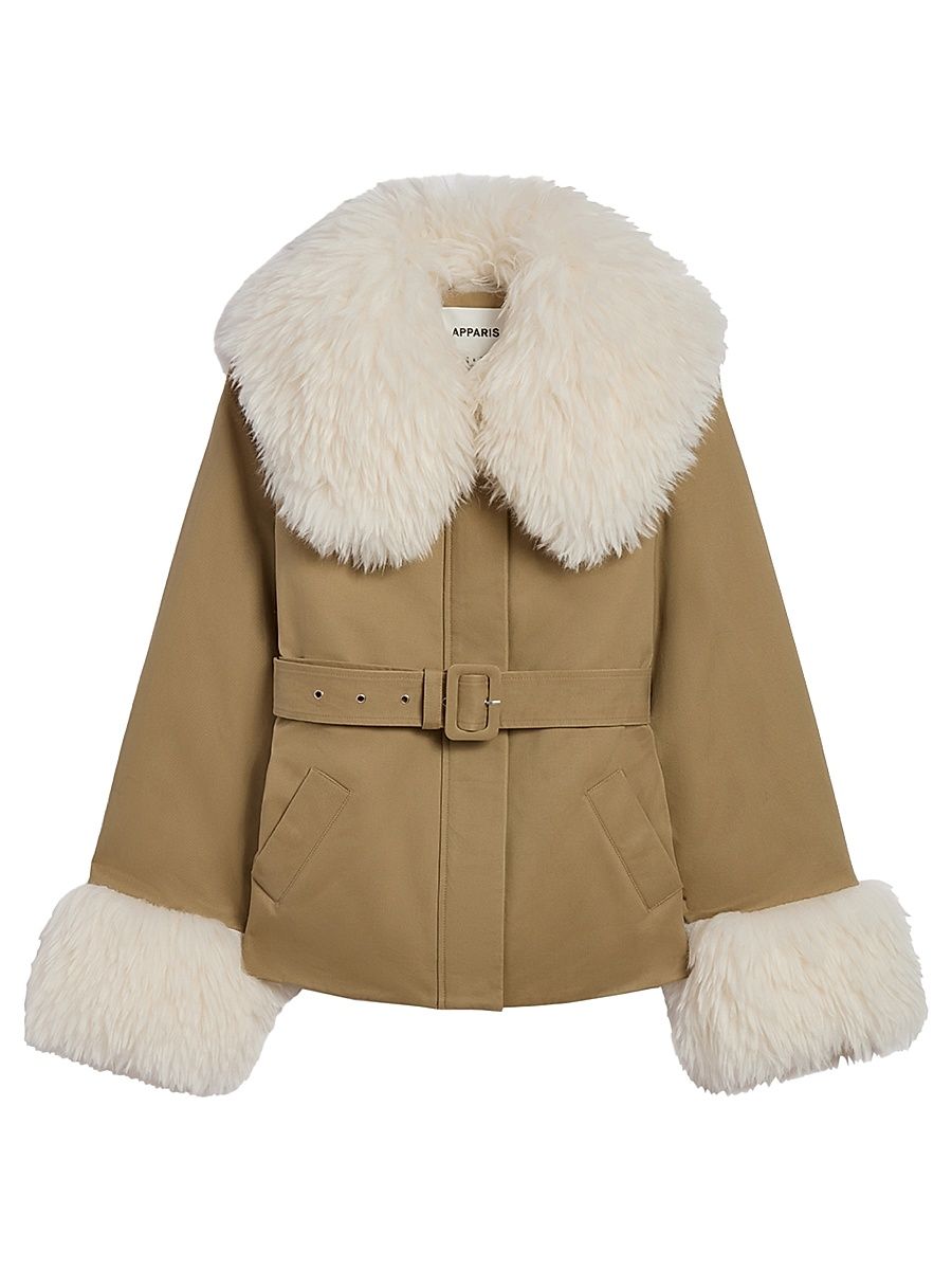 Women's Parker Belted Jacket - Fawn Ivory - Size Large